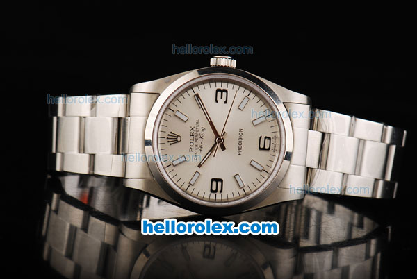 Rolex Air King Automatic Movement Full Steel with White Dial and White Stick Markers - Click Image to Close